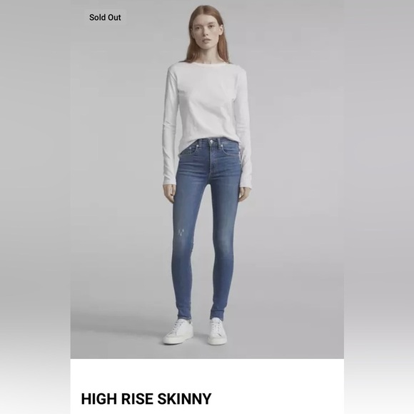 Rag & Bone Medium Wash Jeans High Rise Skinny SZ 26 - Picture 2 of 9